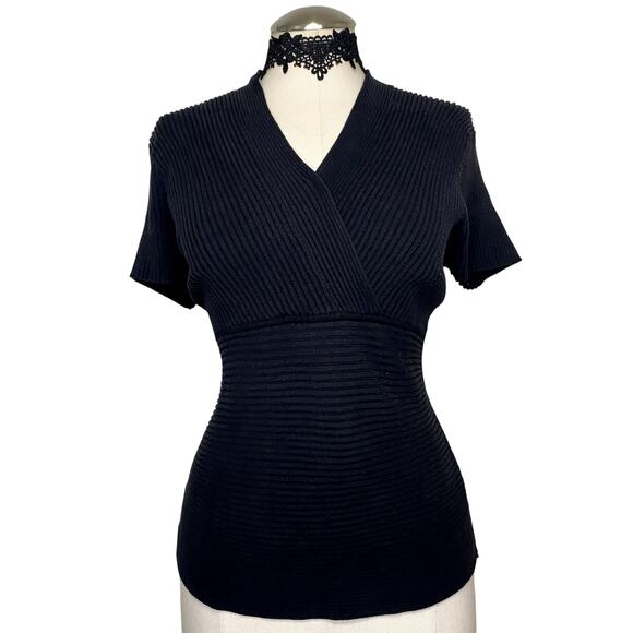 Worthington Retro Chic Cross V-neck Blouse - Picture 1 of 13